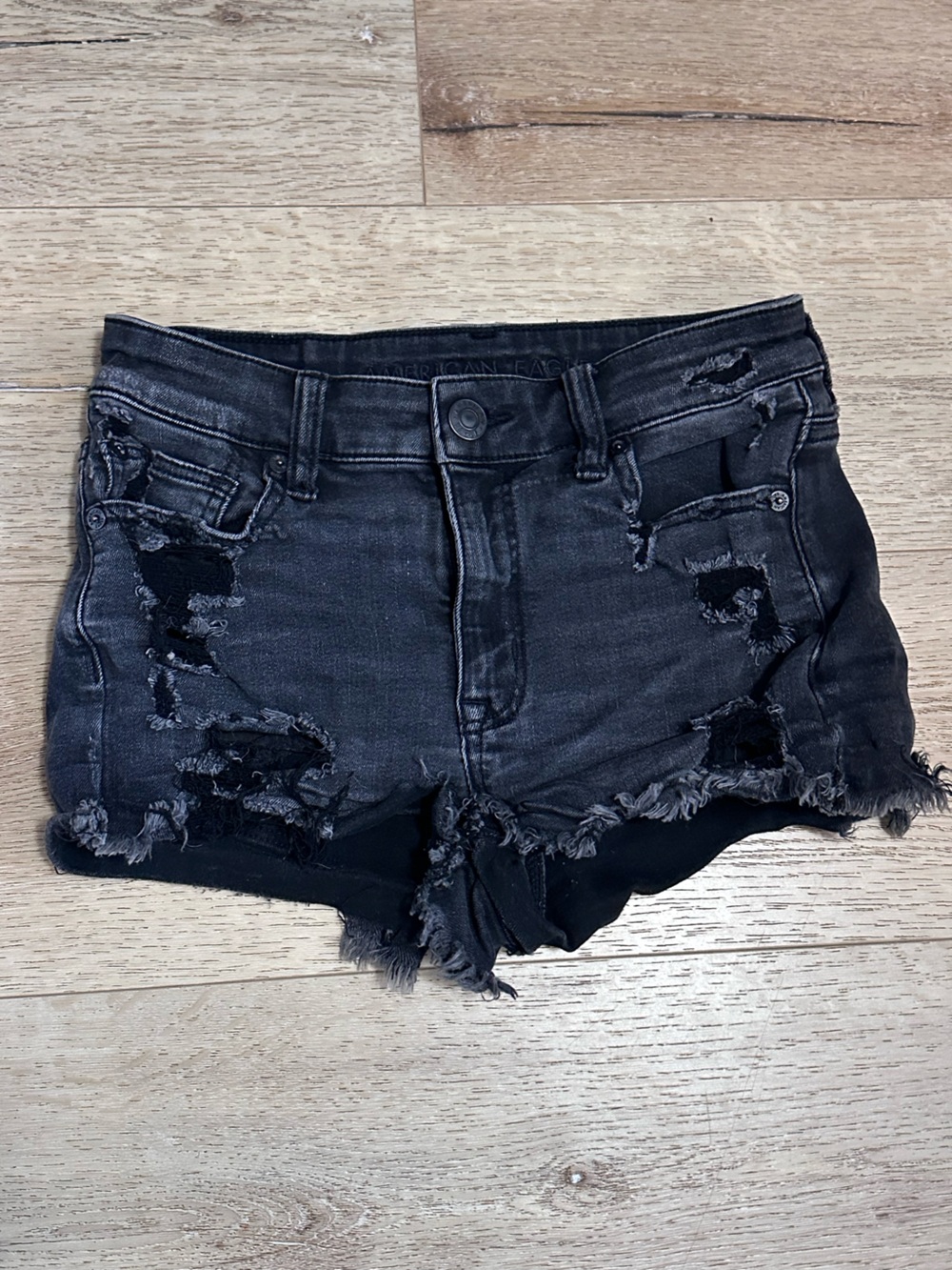 American Eagle Black Distressed Women’s Denim Shorts